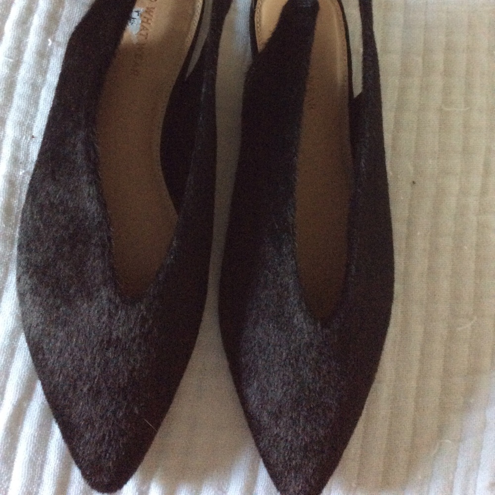 Who What Wear Black fur flats New 8.5